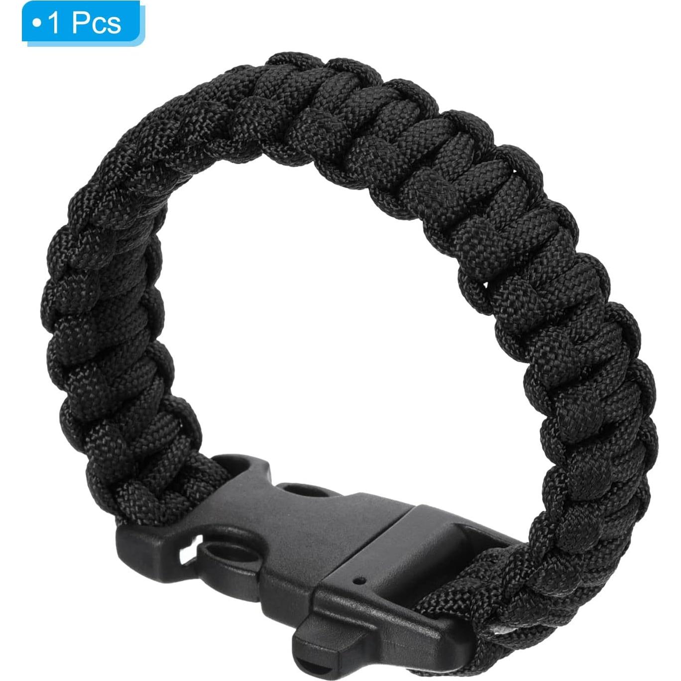 Pulsera de Paracord de Supervivencia PATIKIL Negra 23mm