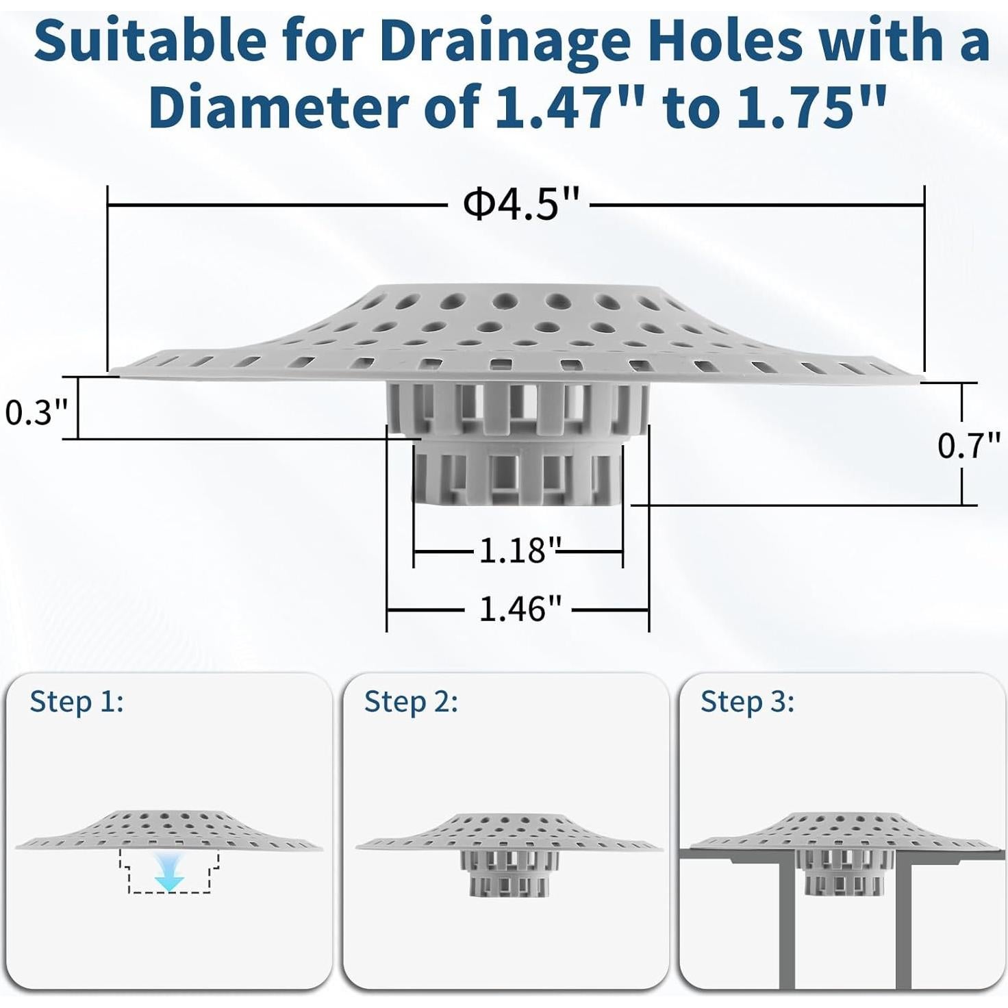 Captador de Cabello Dagoodia 3PCS Silicona Drenaje 11.43 cm