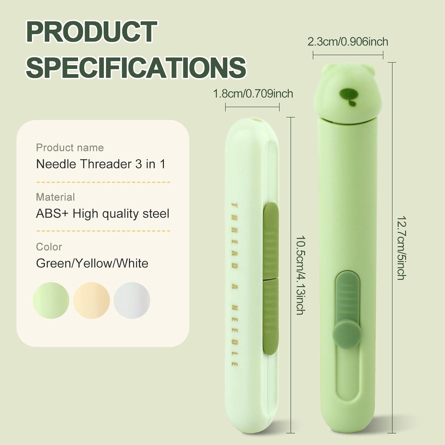 Enhebrador de Agujas 3 en 1 FENGWANGLI Verde con Desgarrador