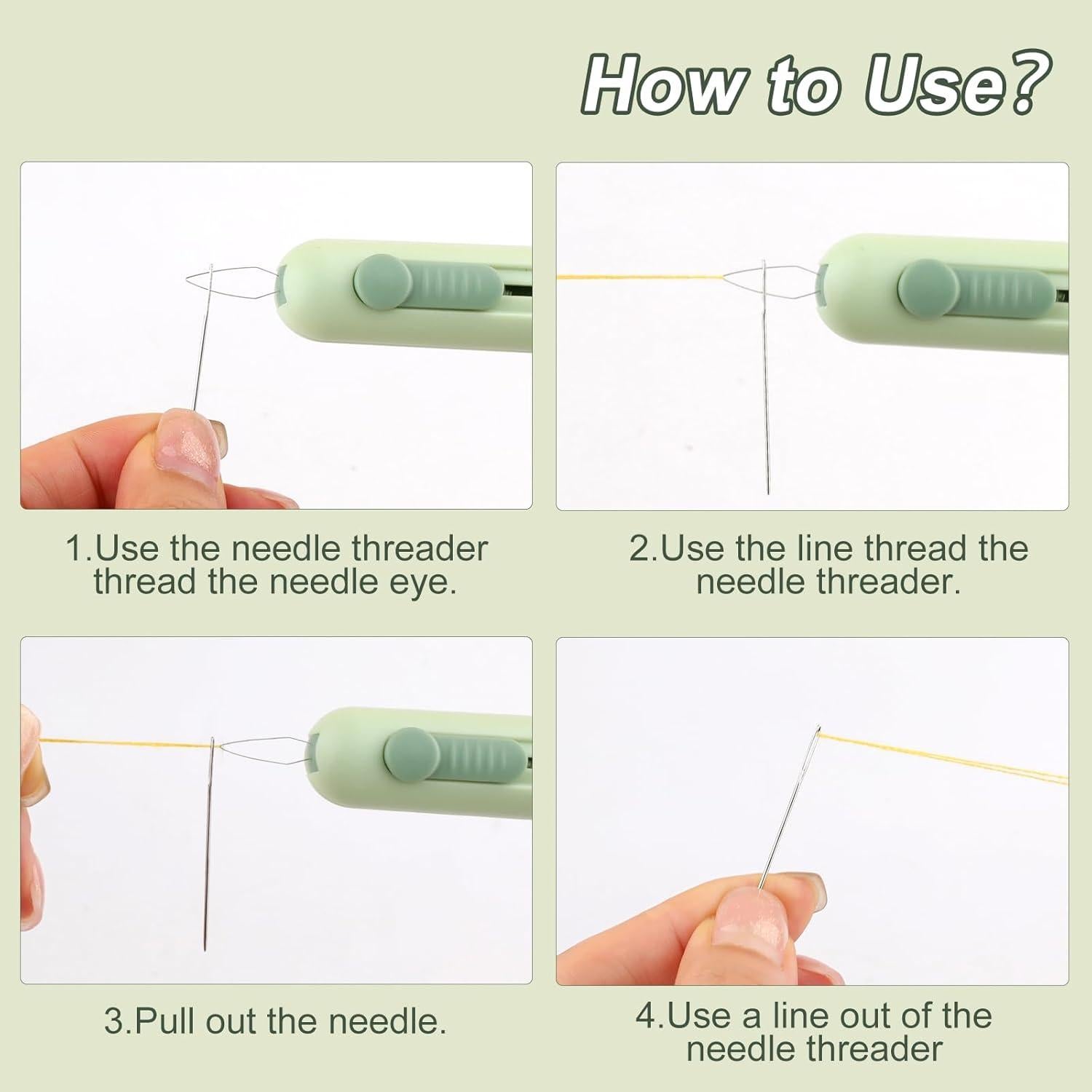 Enhebrador de Agujas 3 en 1 FENGWANGLI Verde con Desgarrador