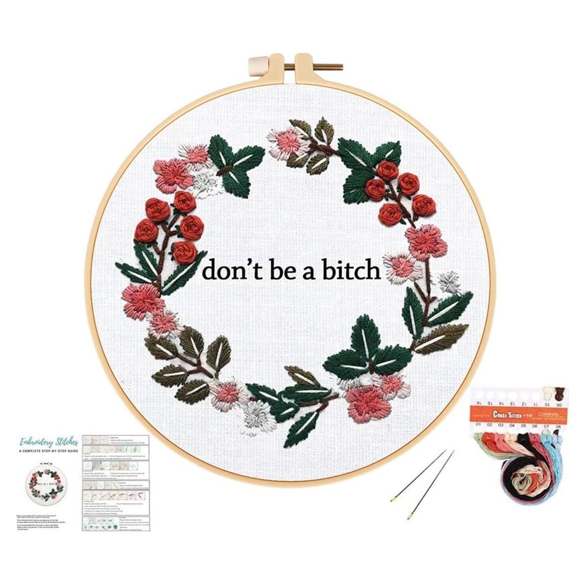 Kit de Bordado Completo Louise Maelys Floral 14x14 cm