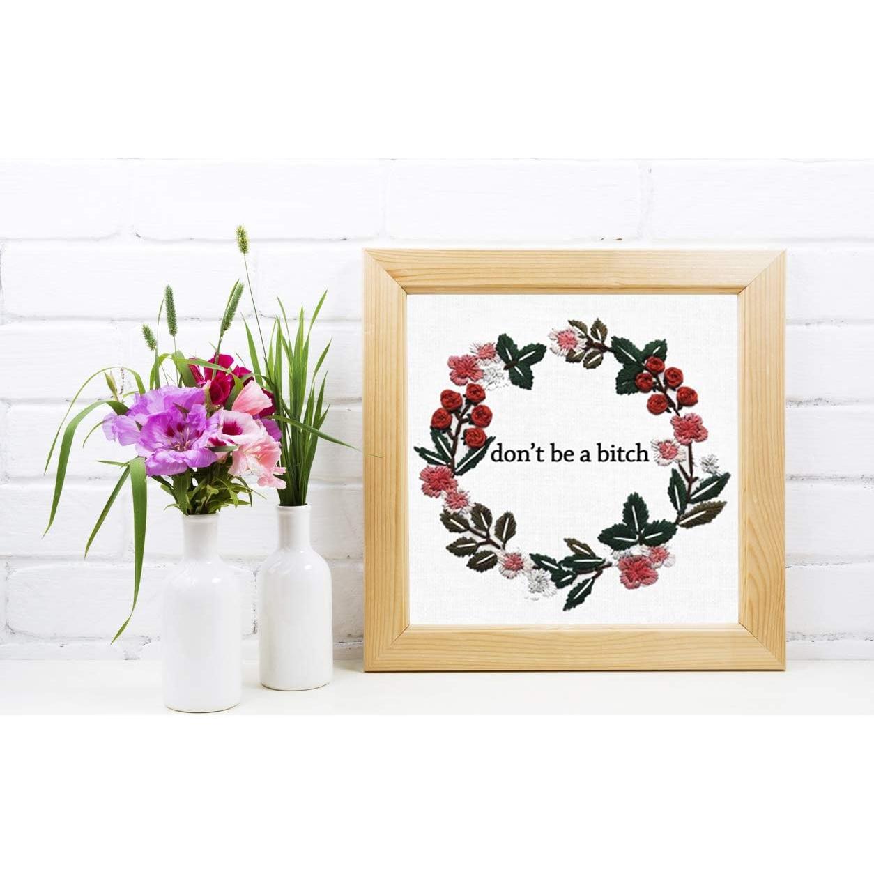 Kit de Bordado Completo Louise Maelys Floral 14x14 cm