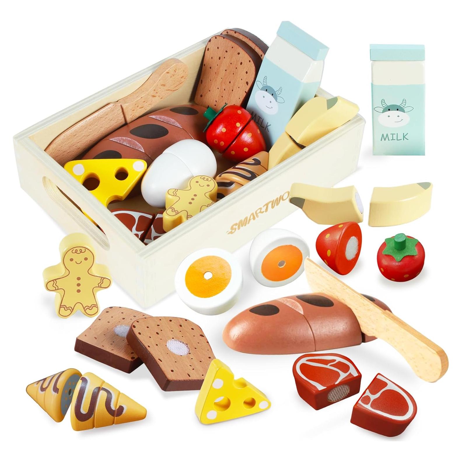 Juego de Comida de Desayuno de Madera Smartwo - 12 Piezas