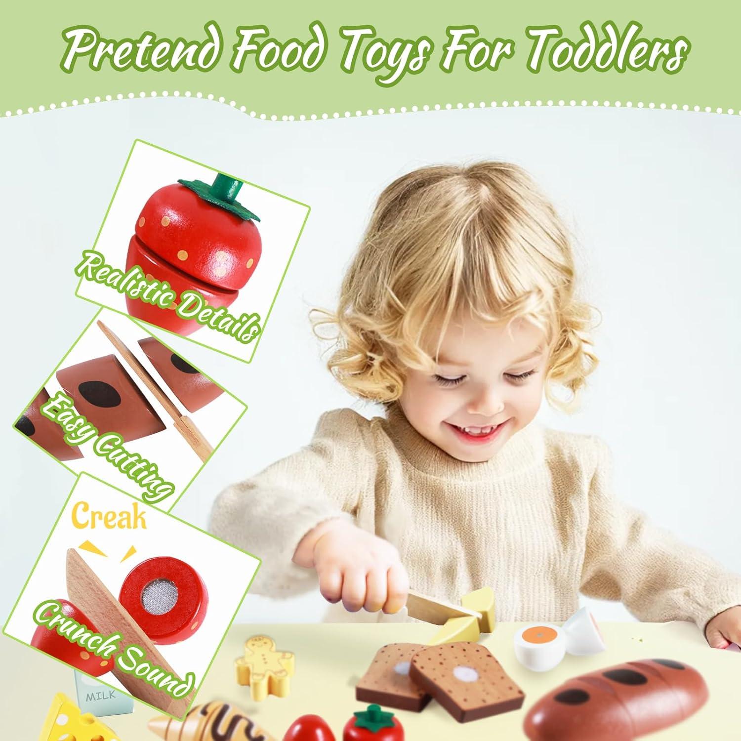 Juego de Comida de Desayuno de Madera Smartwo - 12 Piezas