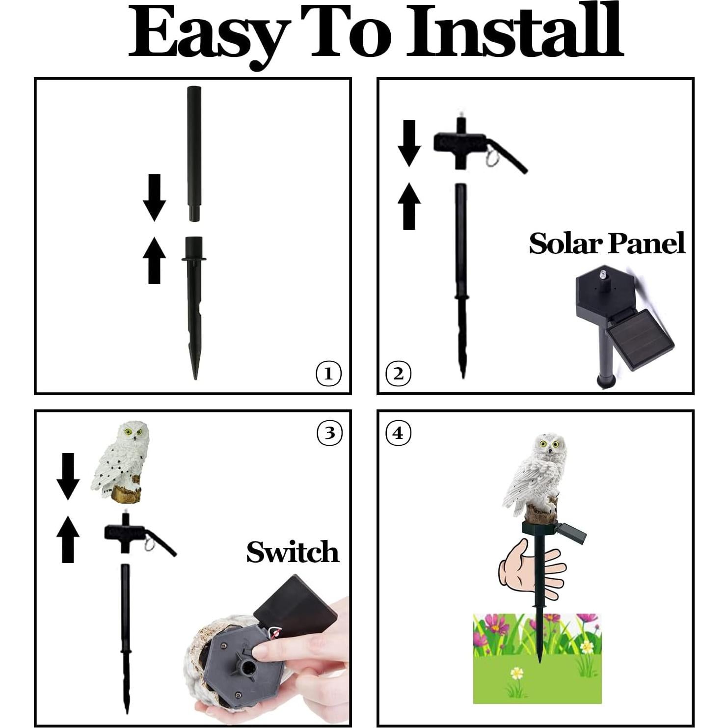 Luz Solar de Jardín DOUBLE 2 C Estaca LED Impermeable Búho