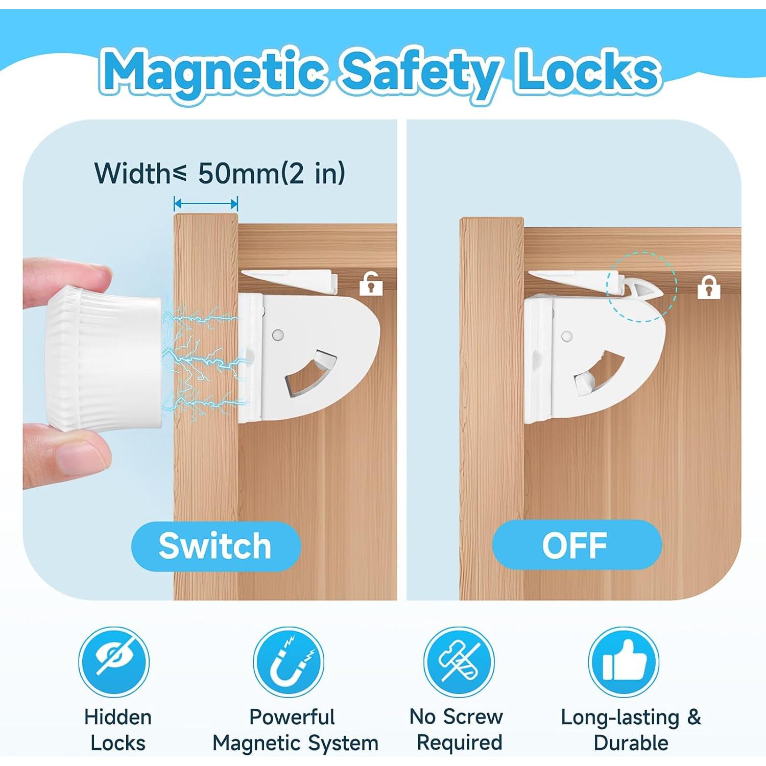 Cerraduras Magnéticas Aurblozen para Gabinetes - Paquete de 4