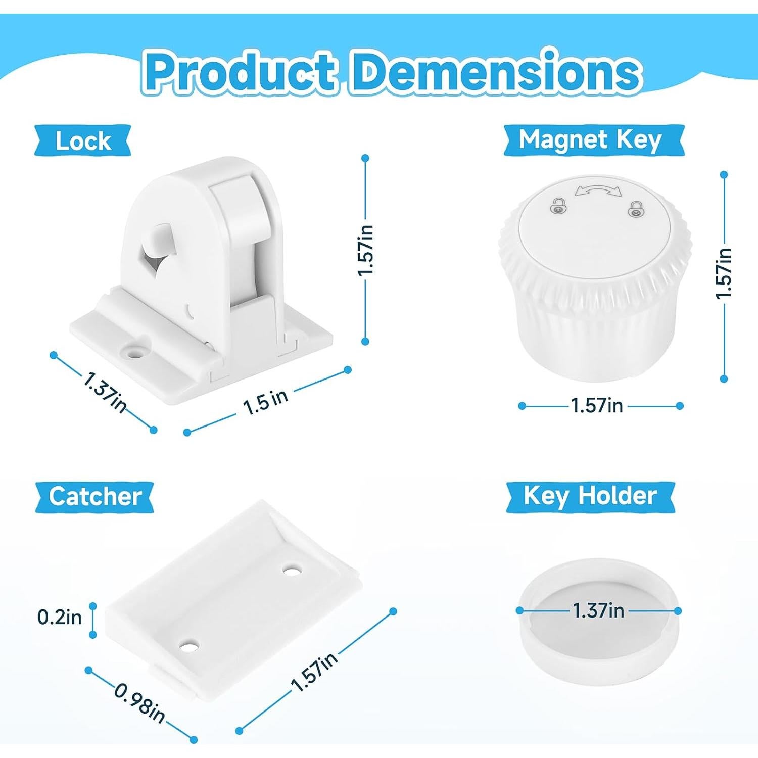 Cerraduras Magnéticas Aurblozen para Gabinetes - Paquete de 4
