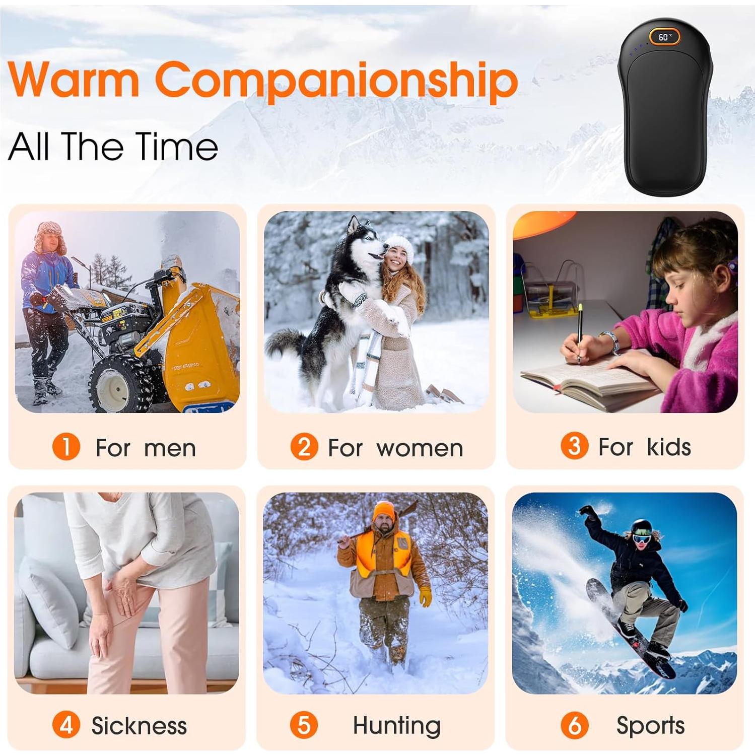 Calentadores de Manos Eléctricos Macamolly HW-1, 2 Piezas 10000mAh