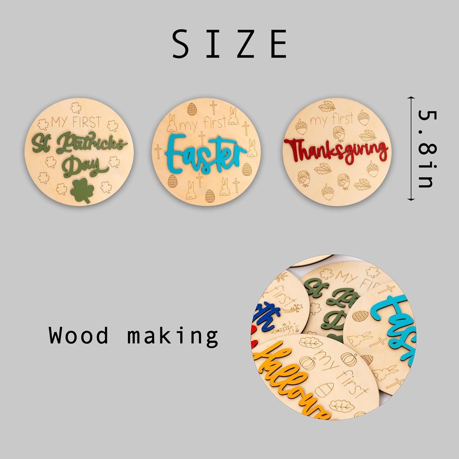 7 Piezas Accesorios de Madera para Fotos de Vacaciones Bebé