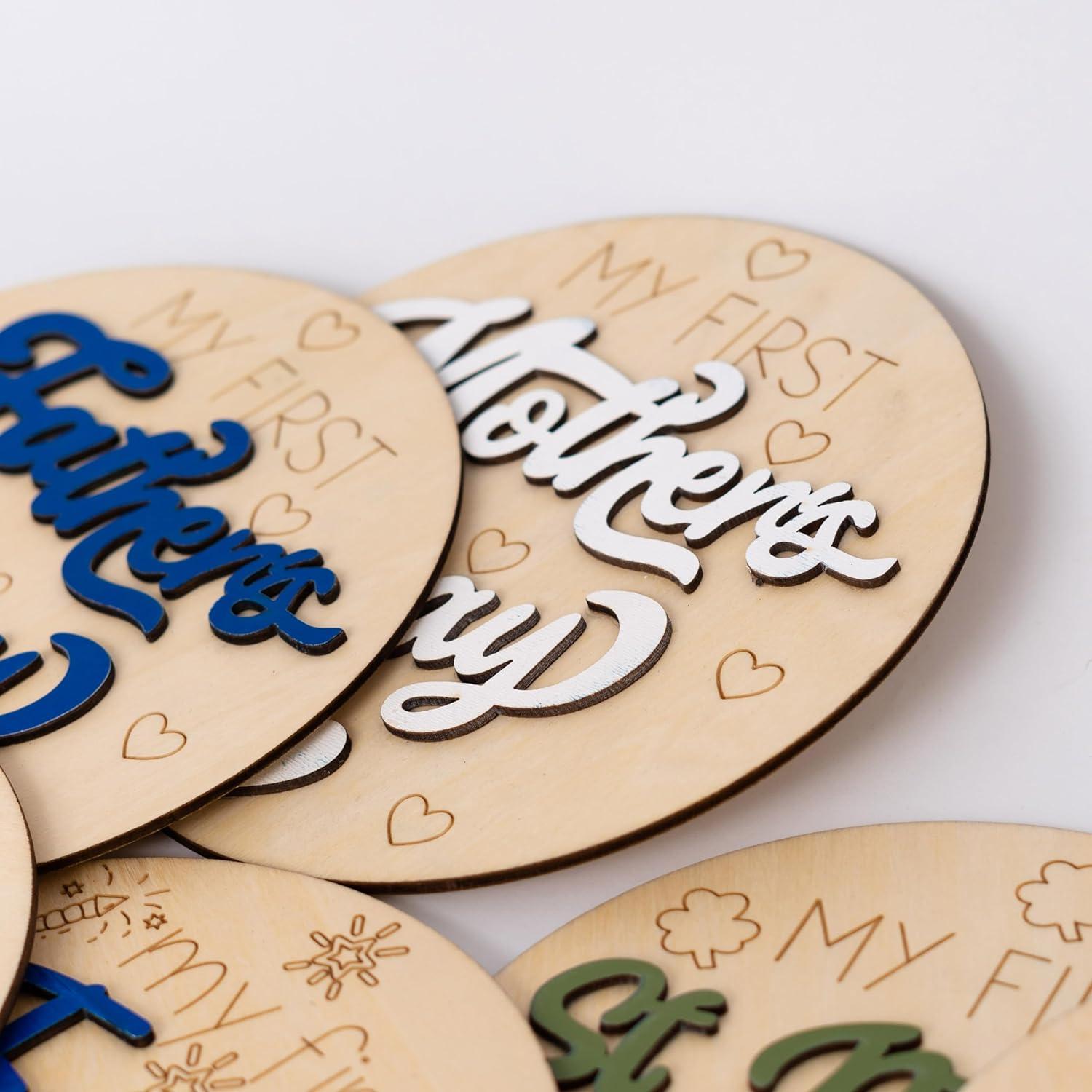 7 Piezas Accesorios de Madera para Fotos de Vacaciones Bebé