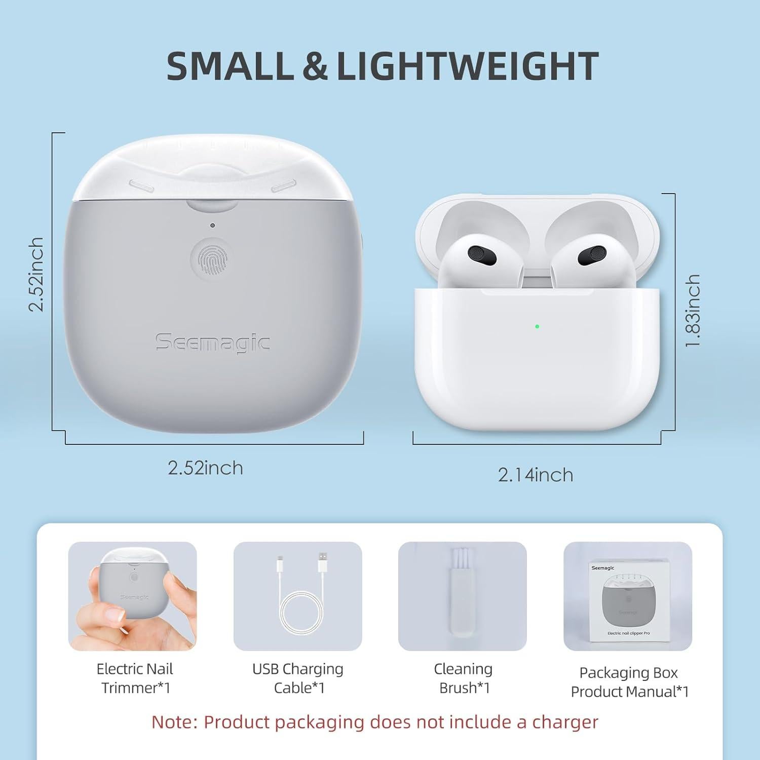 Cortador de Uñas Eléctrico Seemagic 2 en 1 con Luz LED