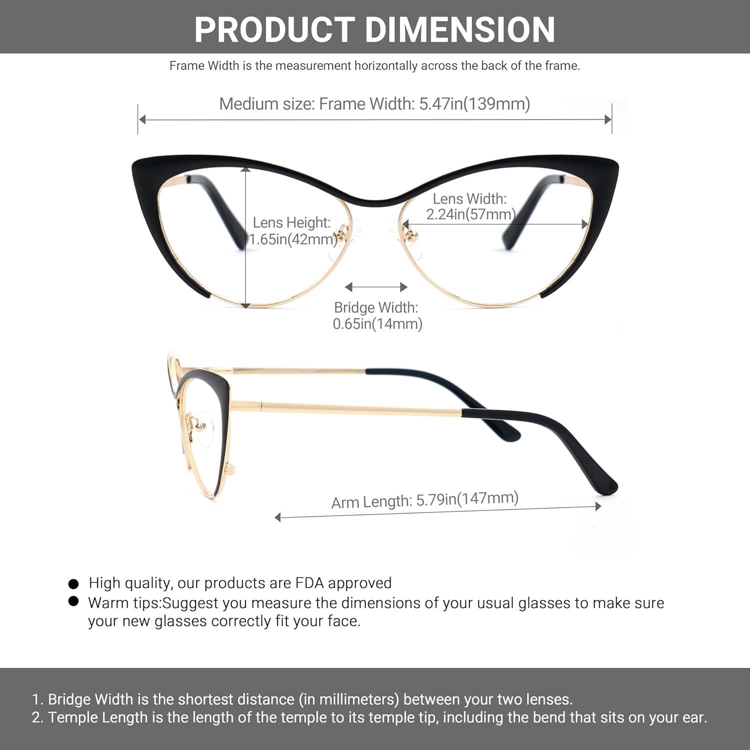 Gafas de luz azul VOOGLAM cateye para mujer, anti-fatiga ocular