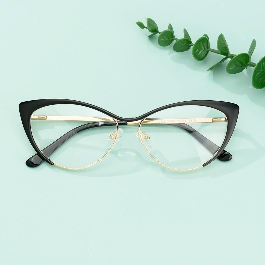 Gafas de luz azul VOOGLAM cateye para mujer, anti-fatiga ocular