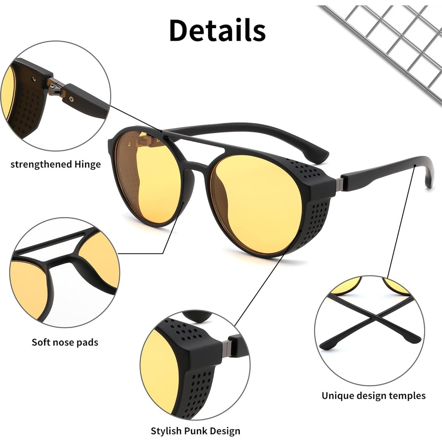 Gafas de sol steampunk FEISEDY UV400 unisex retro redondas