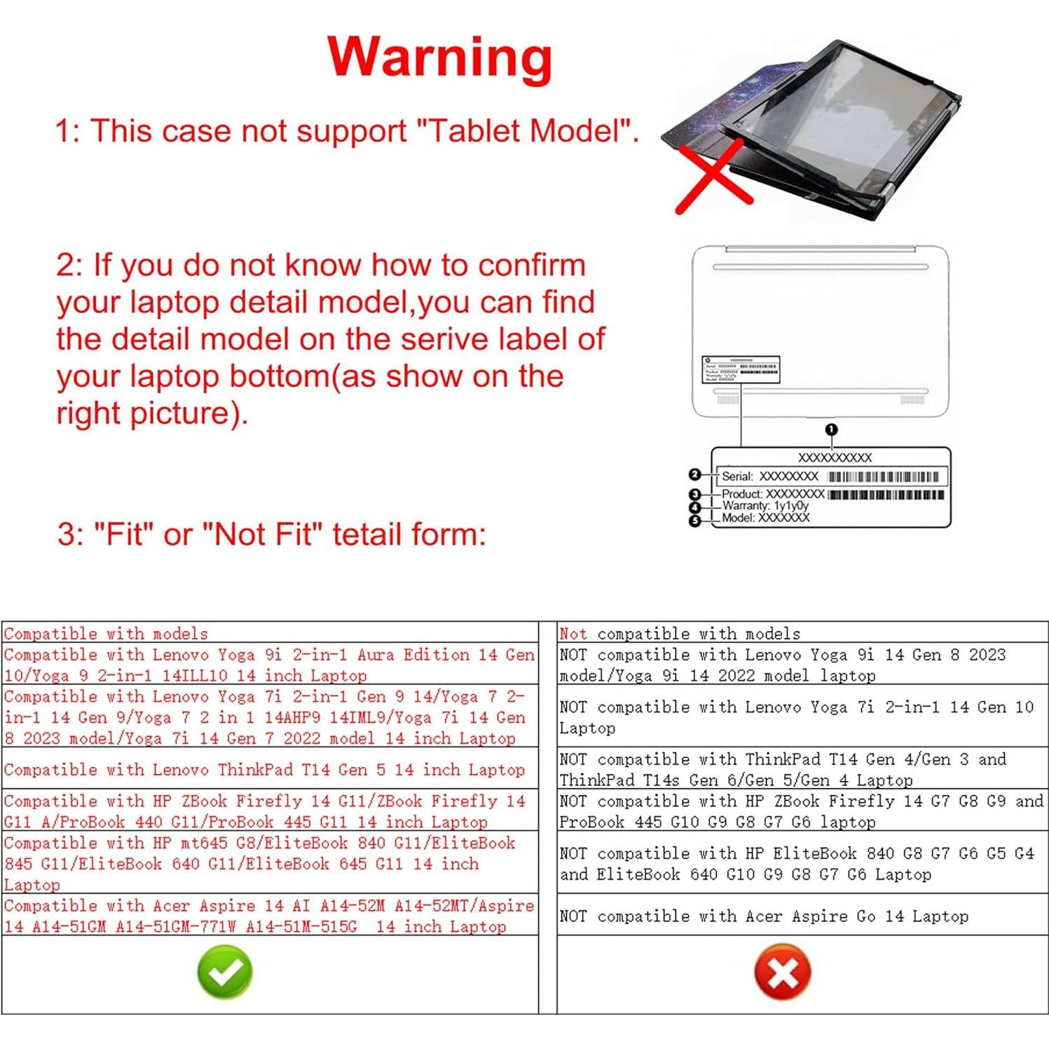 Funda Protectora Alapmk para Lenovo Yoga 9i y ThinkPad T14 - Negro