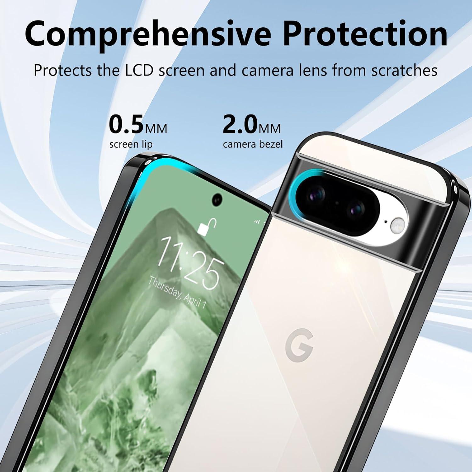 Funda delgada para Google Pixel 8 Ankceed, protección militar, negra