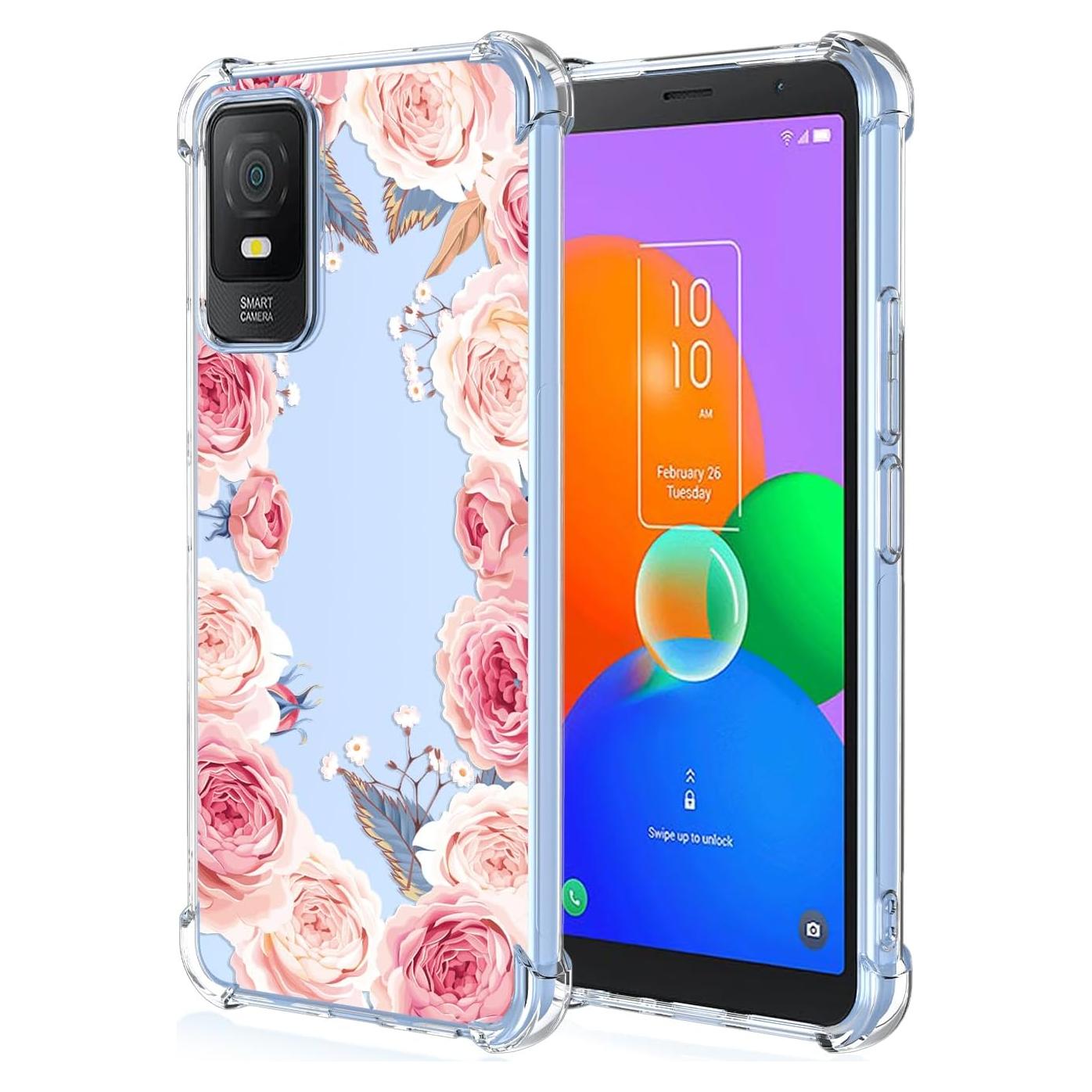 Funda TPU Floral Rosa para TCL 403 - Protección Antigolpes