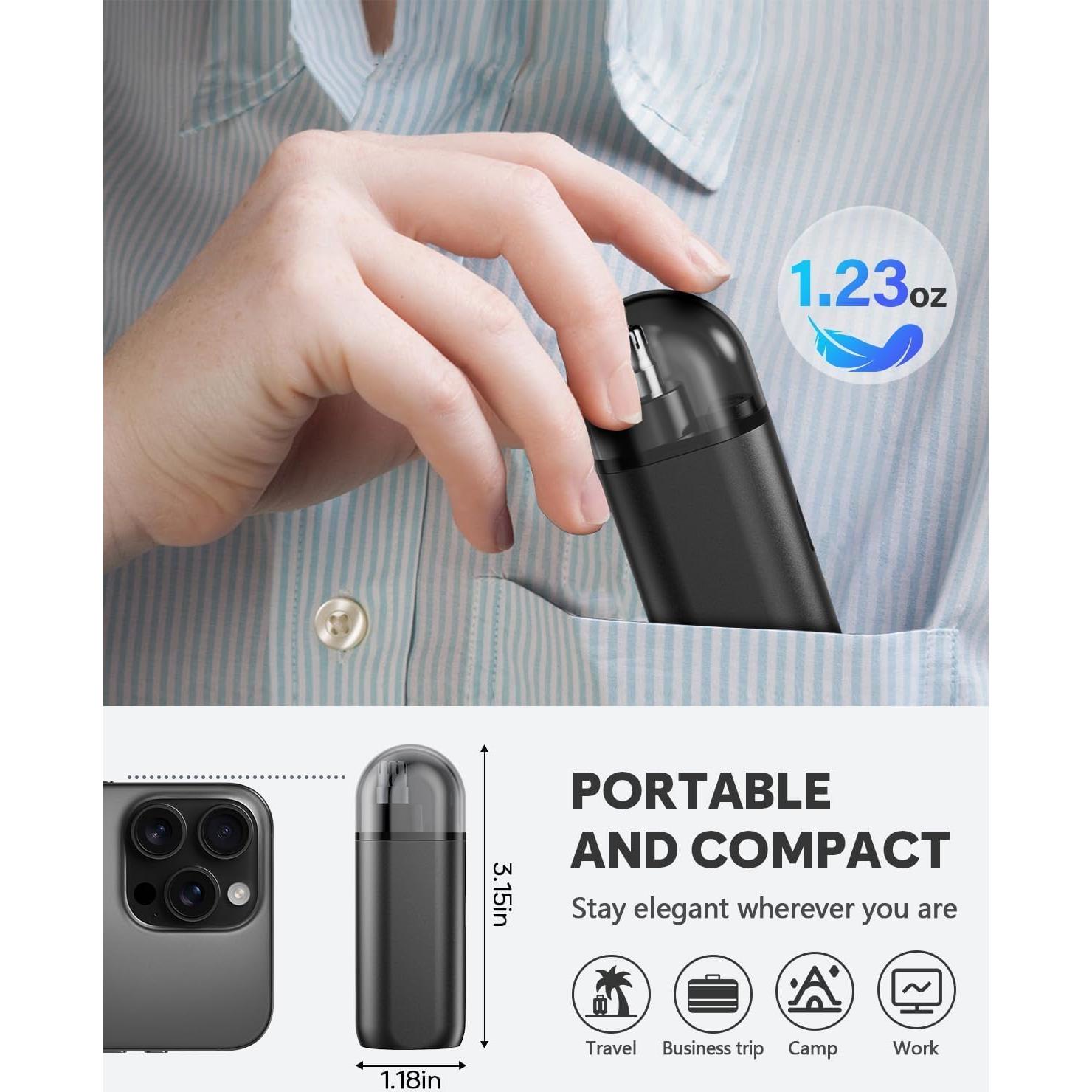 Cortador de Vello Nasal Carego Recargable Profesional Negro