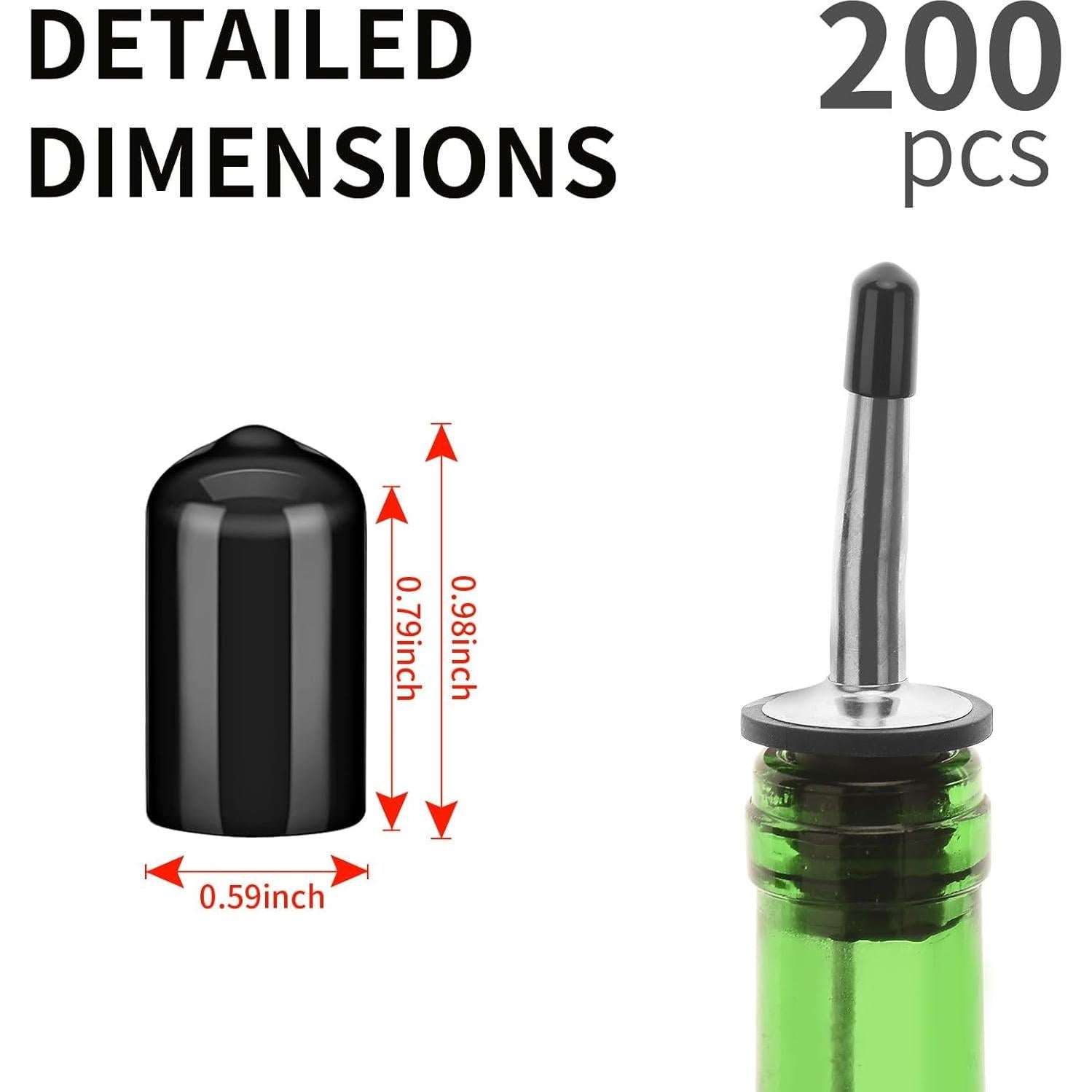 200 Tapas de Goma para Vertedores de Licor y Aceite - eispapa