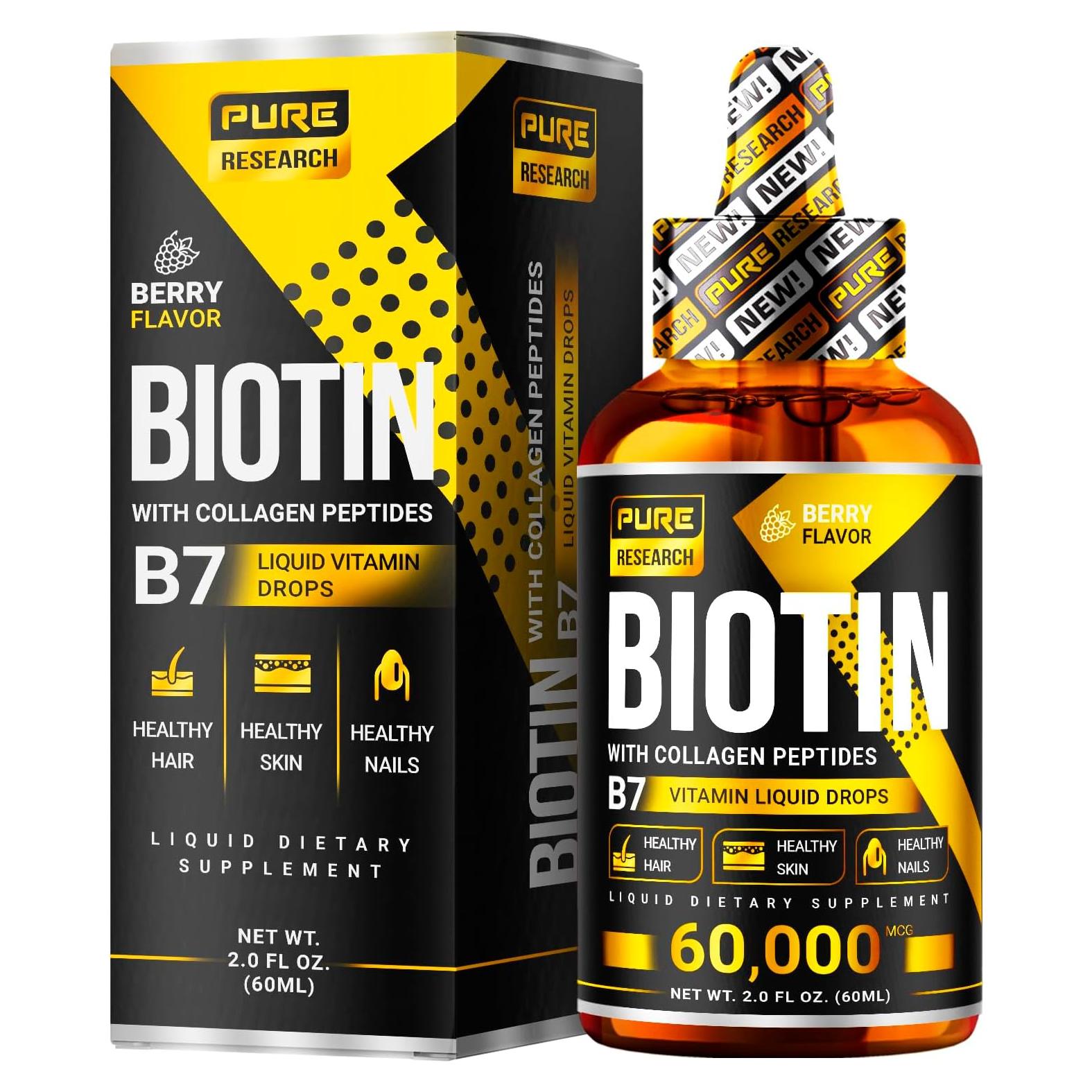Gotas Líquidas de Biotina y Colágeno Pure Research 59ml