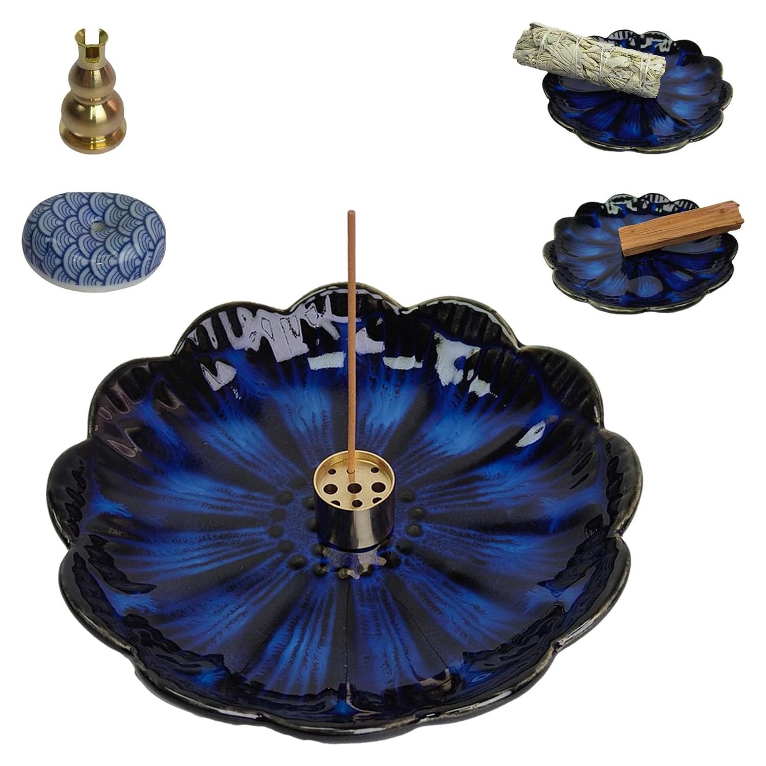 Soporte de Incienso Cerámica Fyedroed Azul 14cm Multiusos