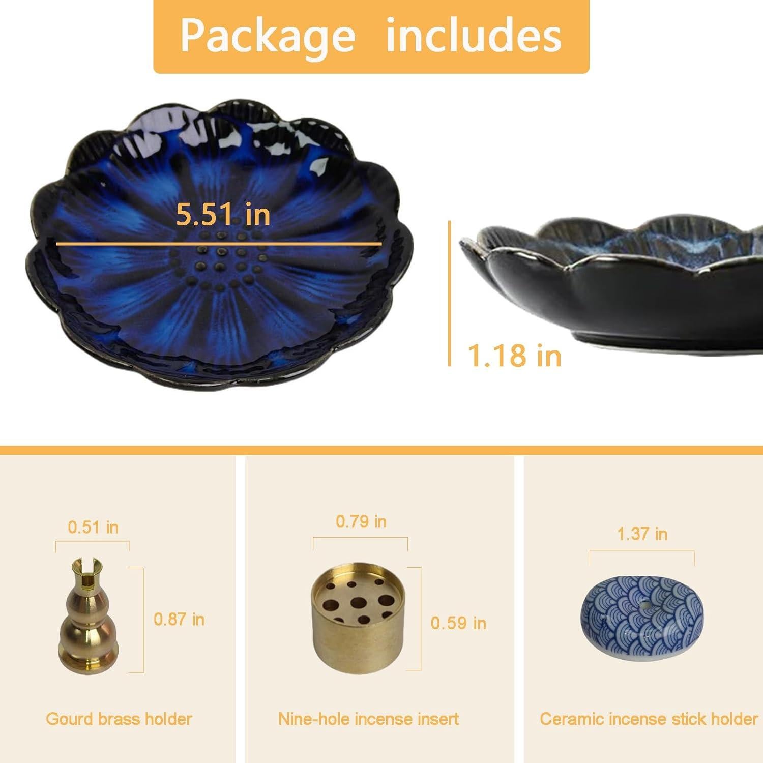 Soporte de Incienso Cerámica Fyedroed Azul 14cm Multiusos