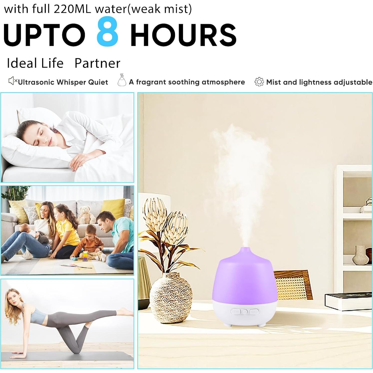 Difusor de Aceite Esencial HAPPTWS 220ml con Luz y Apagado Automático