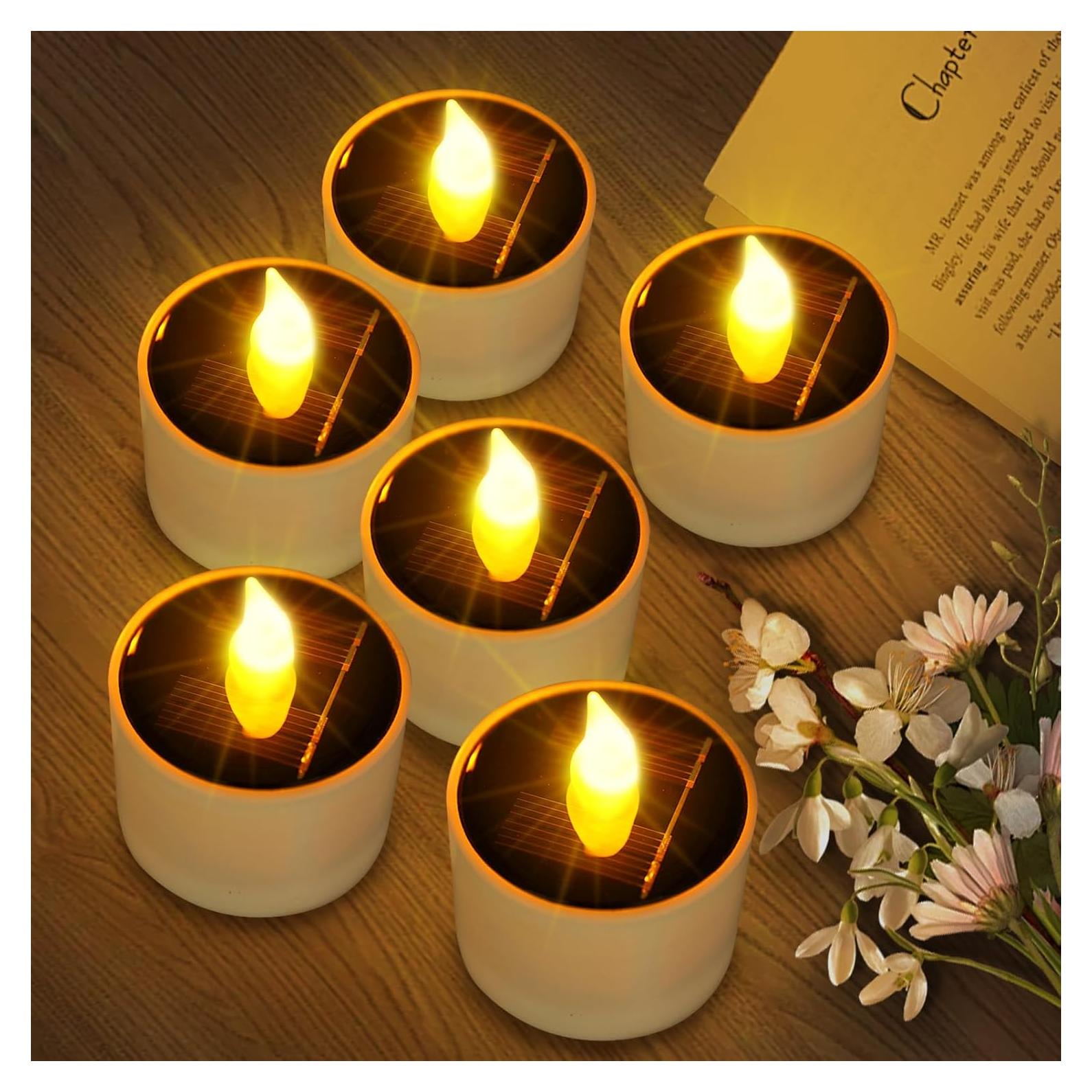 Luces de Vela Solares VOOKRY 6 Pcs LED Impermeables 5.8cm