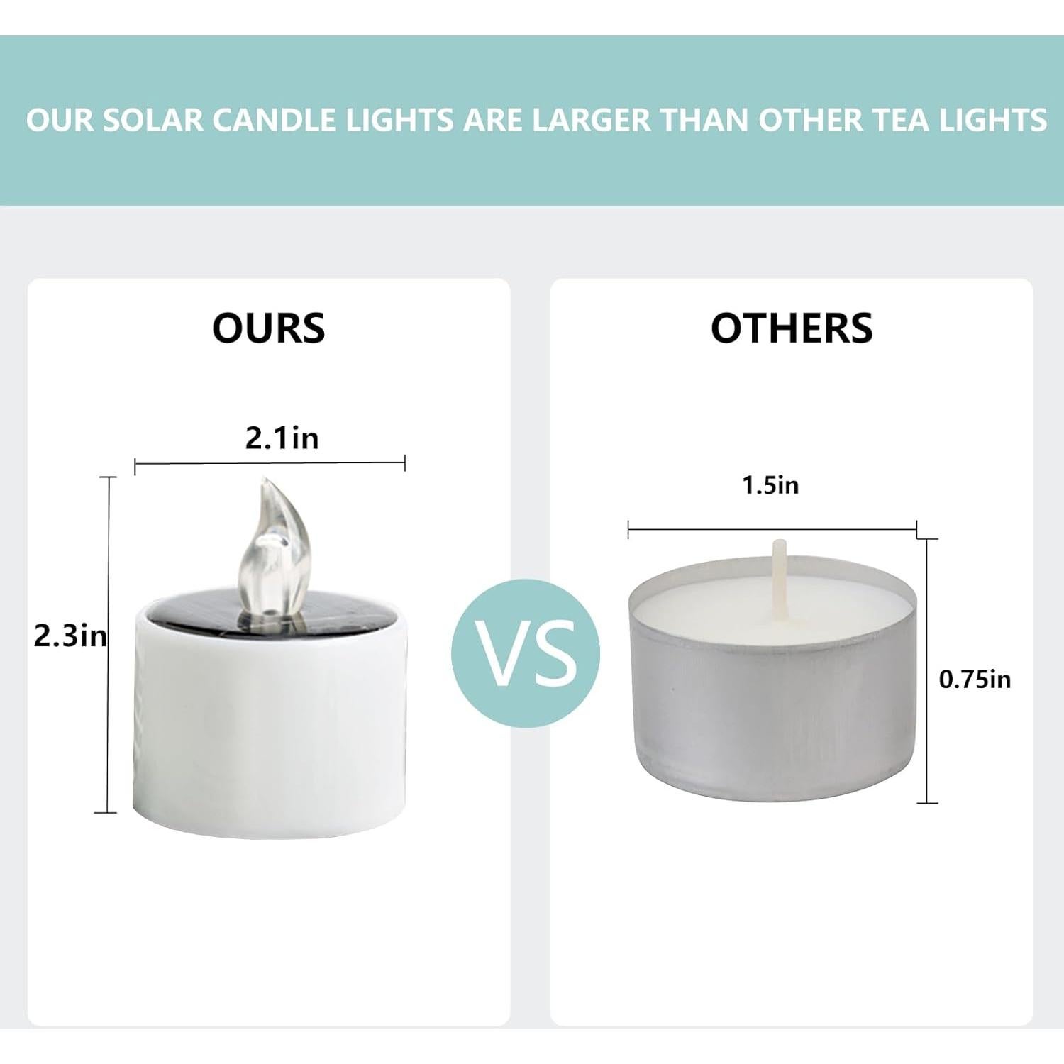 Luces de Vela Solares VOOKRY 6 Pcs LED Impermeables 5.8cm