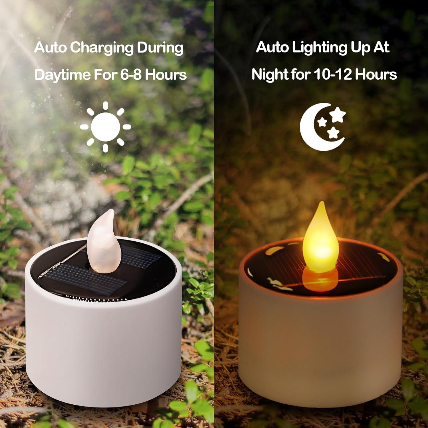 Luces de Vela Solares VOOKRY 6 Pcs LED Impermeables 5.8cm