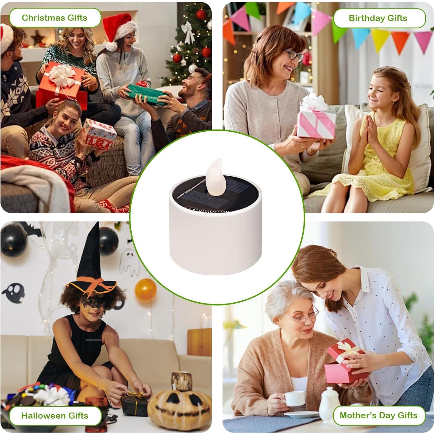 Luces de Vela Solares VOOKRY 6 Pcs LED Impermeables 5.8cm