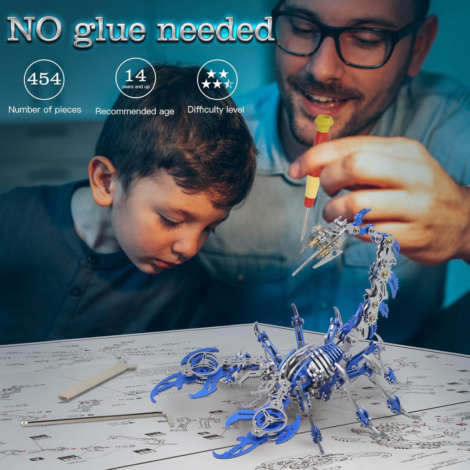 Rompecabezas 3D Escorpión Metálico DIY Metalkitor - 454 Piezas