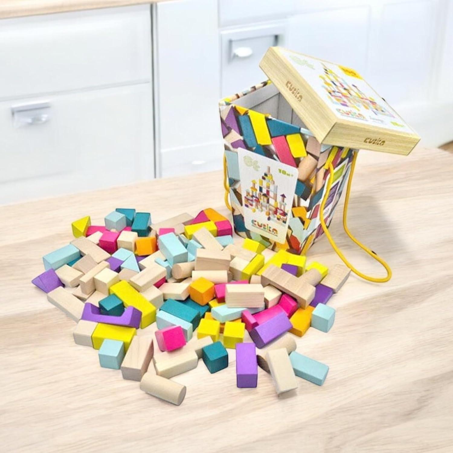 Kit de Construcción de Bloques de Madera Levenya 100 Piezas