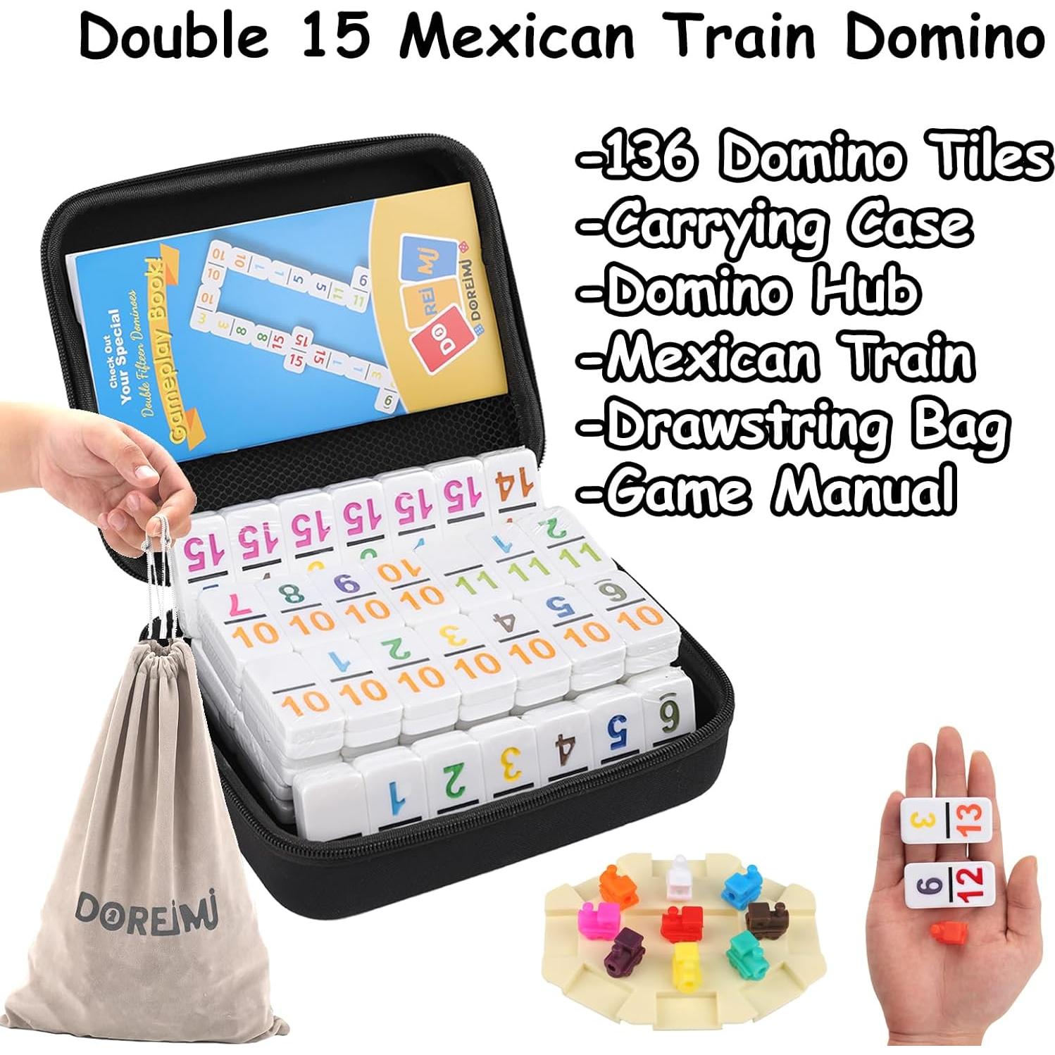 Dominó Mexicano Doreimi Doble 15 con 136 Fichas y Estuche