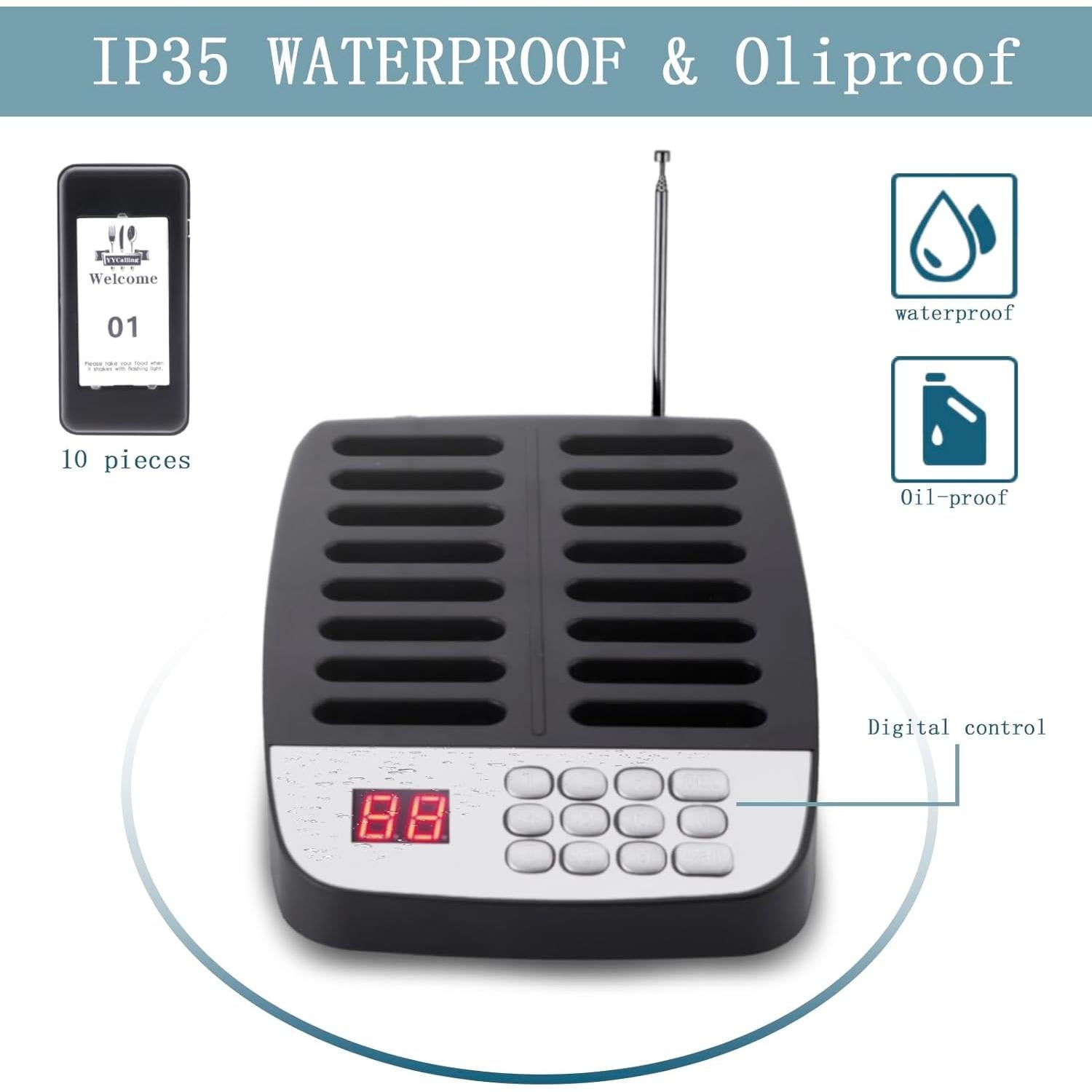 Buscador de Restaurante YYCALLING 10 Canales Inalámbrico