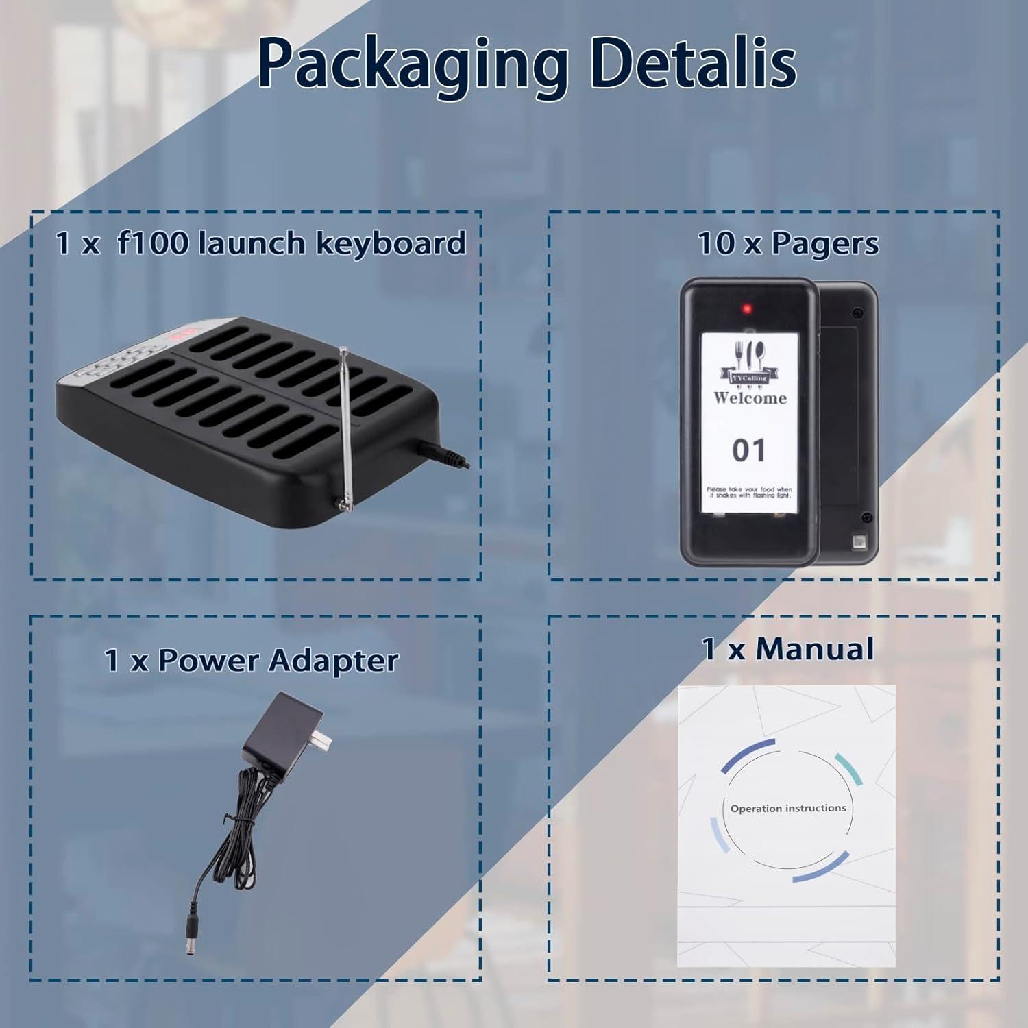 Buscador de Restaurante YYCALLING 10 Canales Inalámbrico