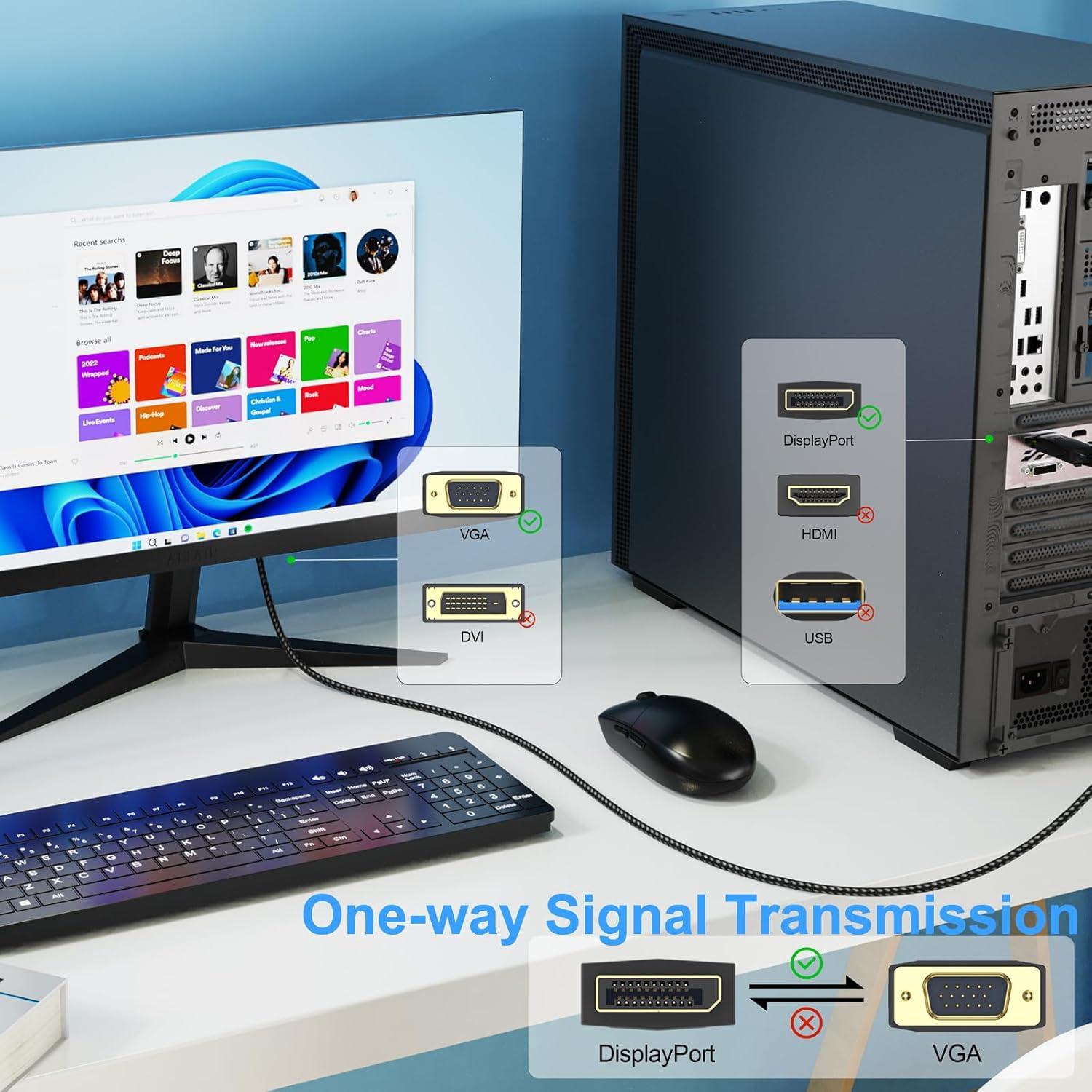 Cable DisplayPort a VGA 0.91m DteeDck 1080P Plug and Play