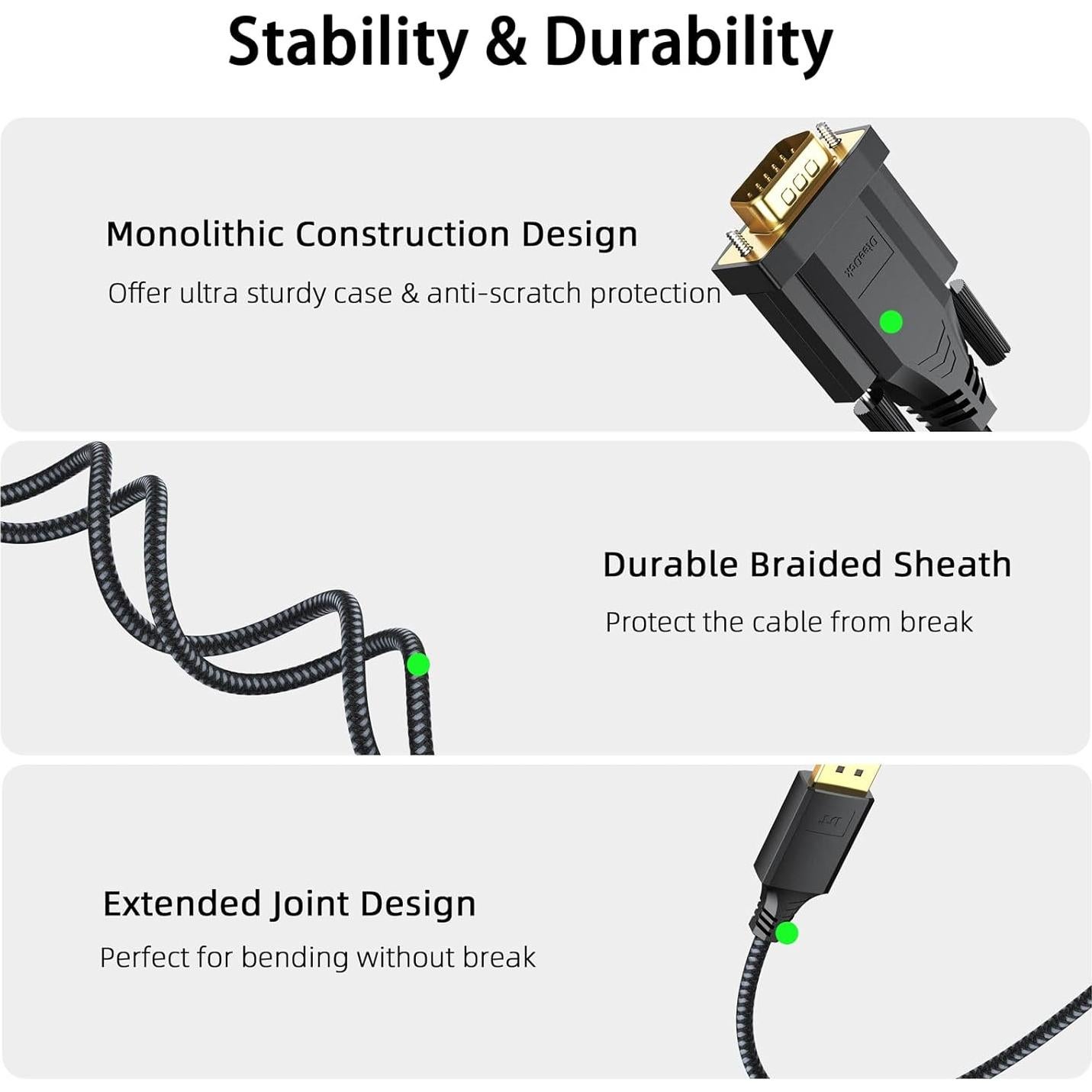 Cable DisplayPort a VGA 0.91m DteeDck 1080P Plug and Play