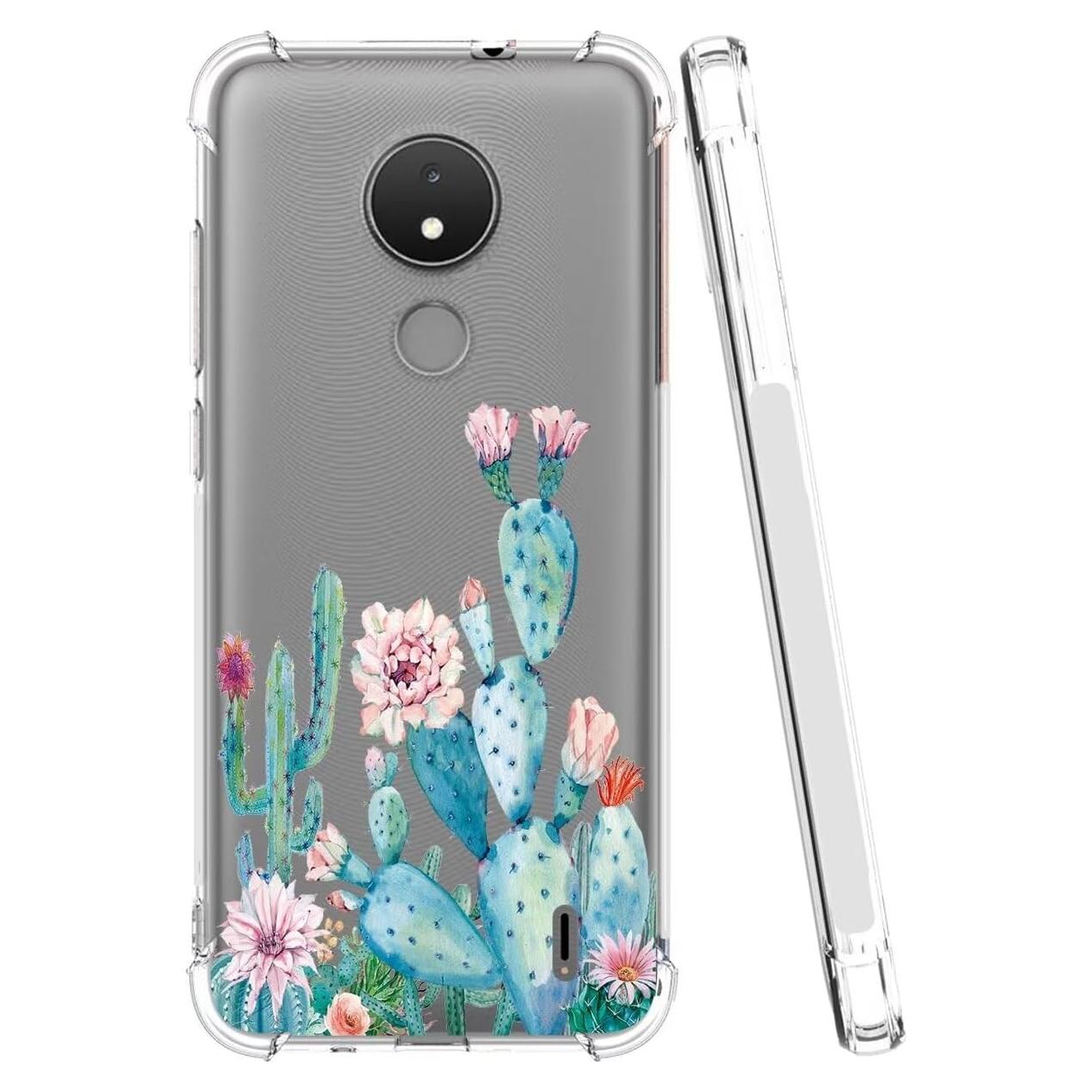 Funda protectora TPU clara floral para Nokia C21 C20 C10
