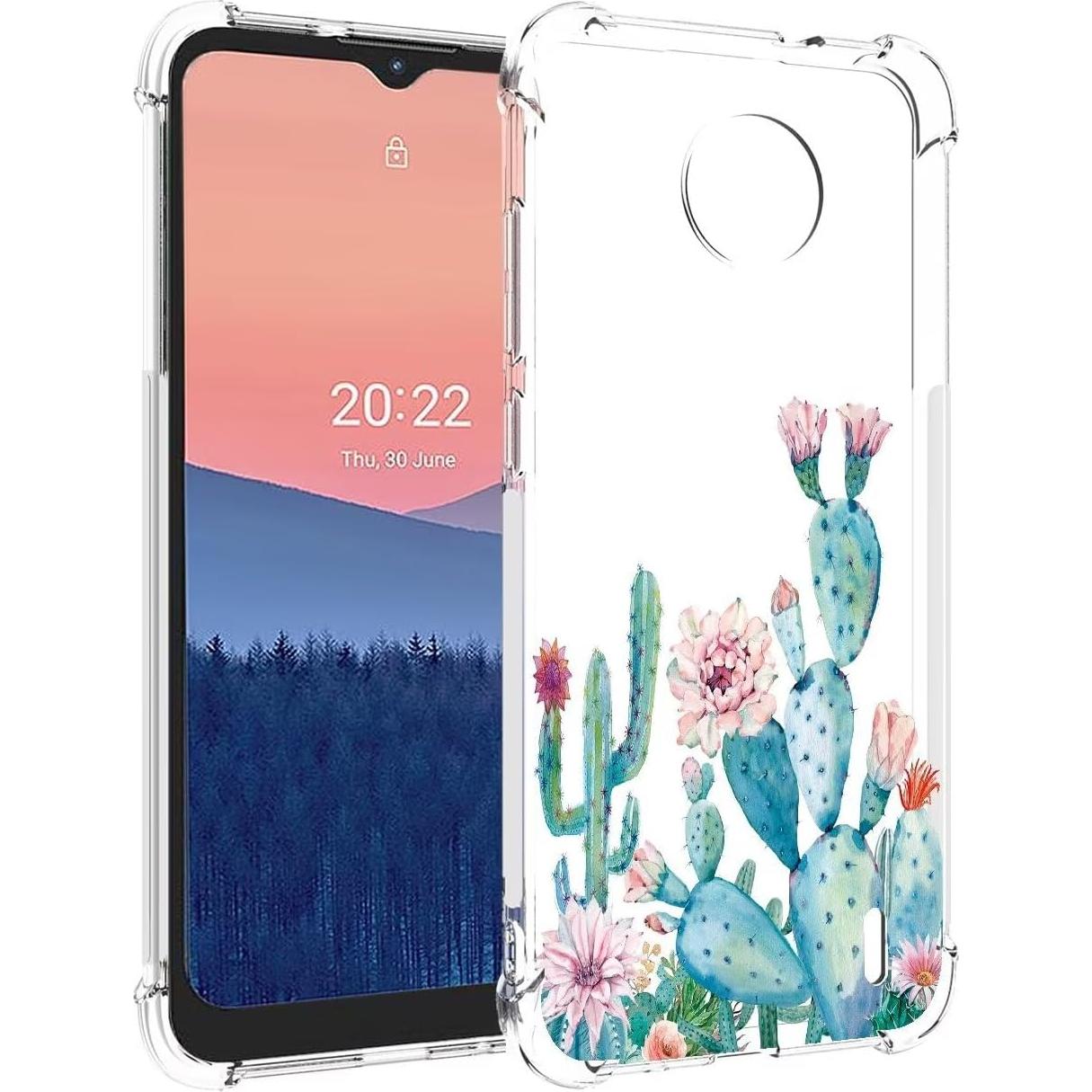 Funda protectora TPU clara floral para Nokia C21 C20 C10