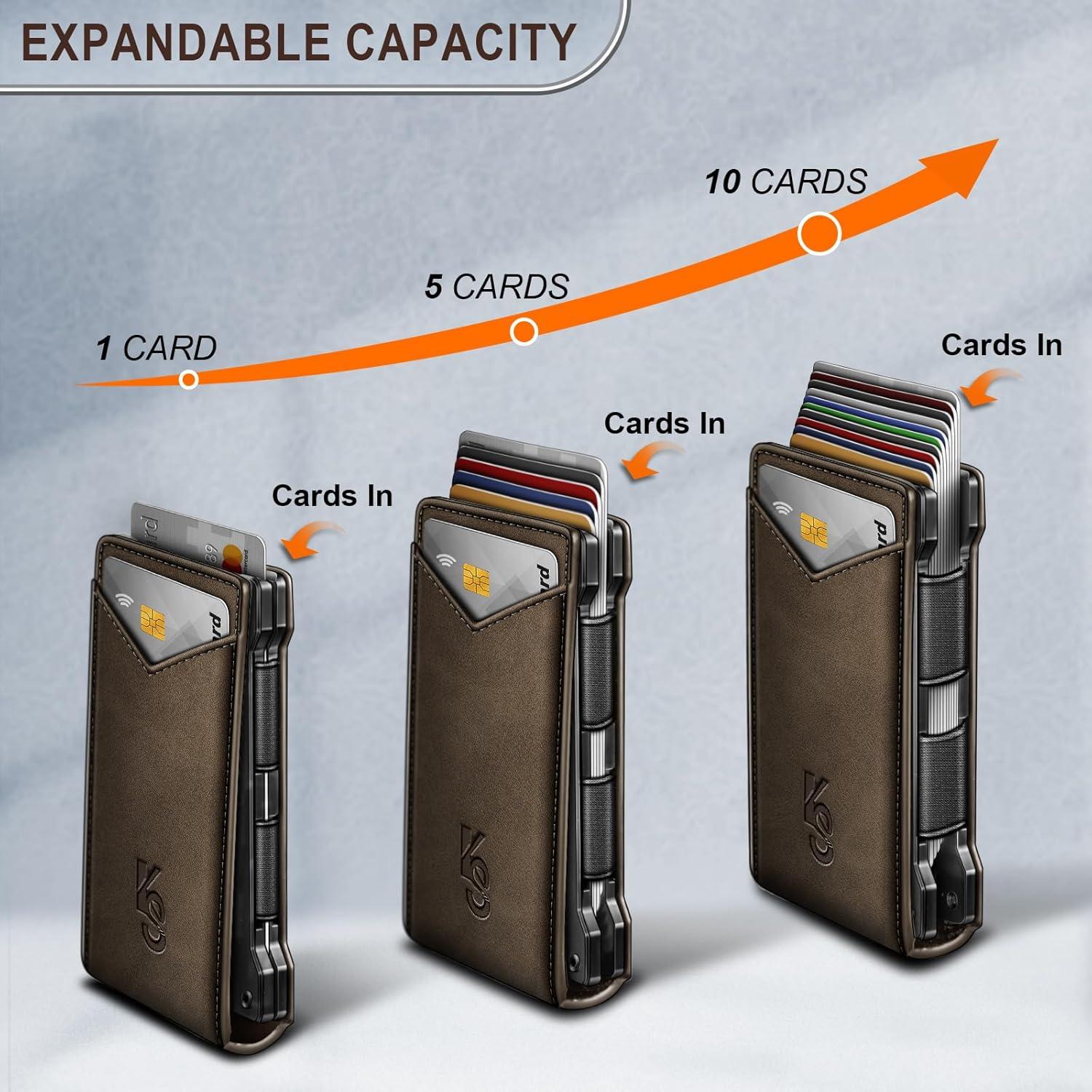 Cartera Slim KEMISANT para Hombre con Bloqueo RFID 12 Tarjetas