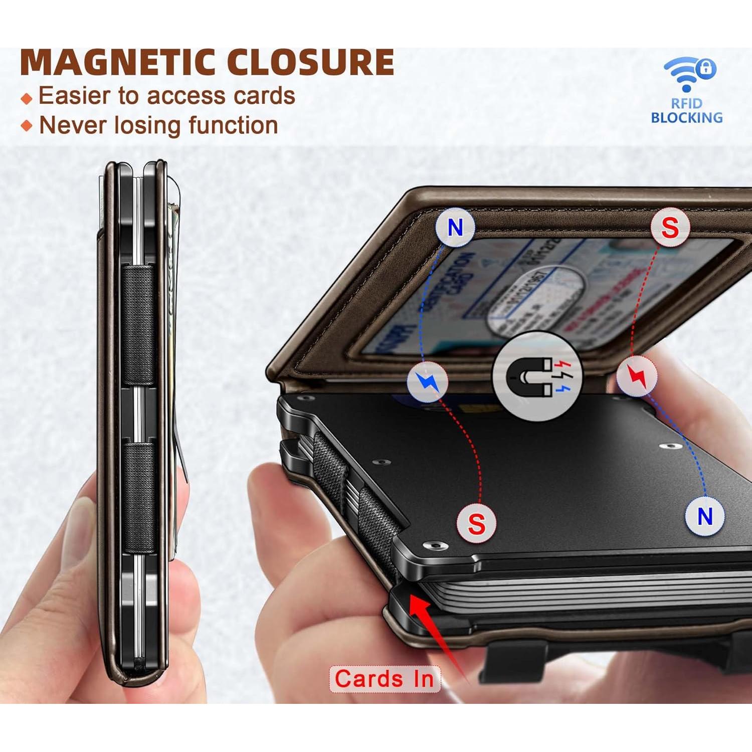 Cartera Slim KEMISANT para Hombre con Bloqueo RFID 12 Tarjetas