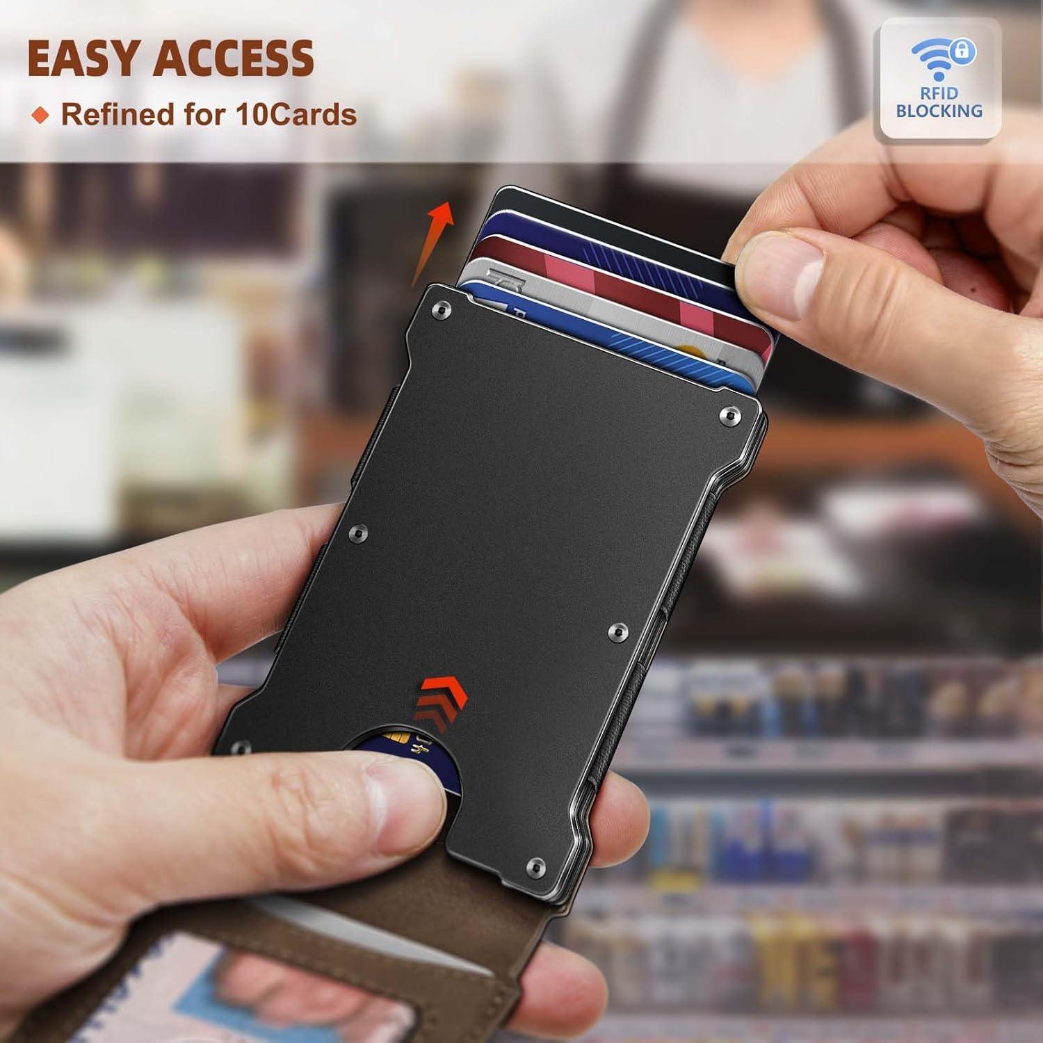 Cartera Slim KEMISANT para Hombre con Bloqueo RFID 12 Tarjetas