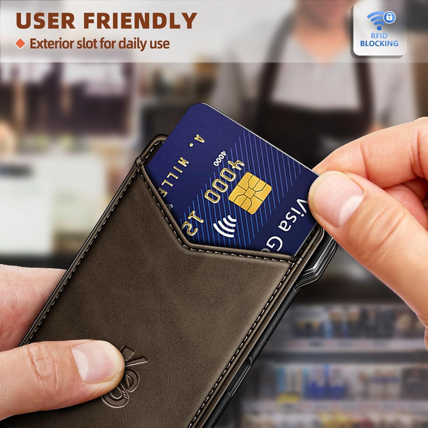 Cartera Slim KEMISANT para Hombre con Bloqueo RFID 12 Tarjetas