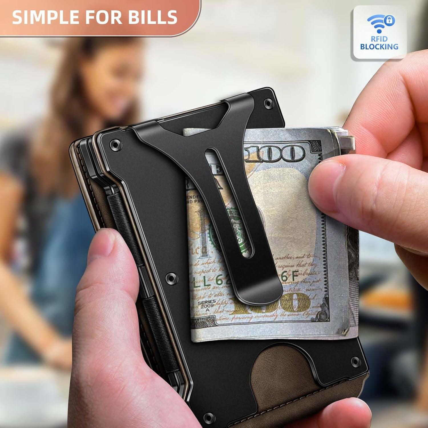 Cartera Slim KEMISANT para Hombre con Bloqueo RFID 12 Tarjetas