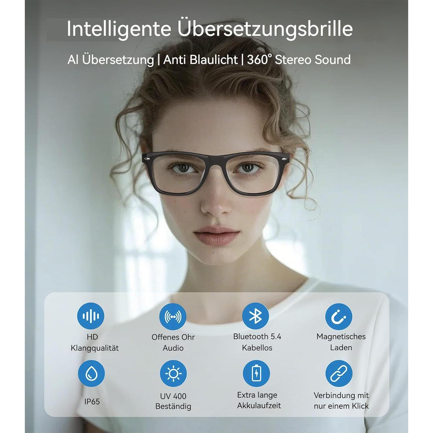 Gafas Inteligentes BLESSOURCE E13 con Traducción IA y Protección UV