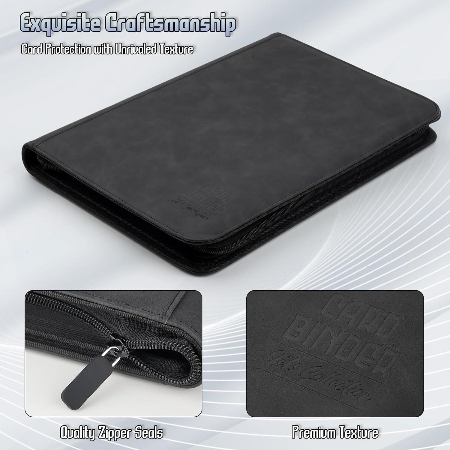 Carpeta de Cartas Arkeiliy 540 Bolsillos PU Negro