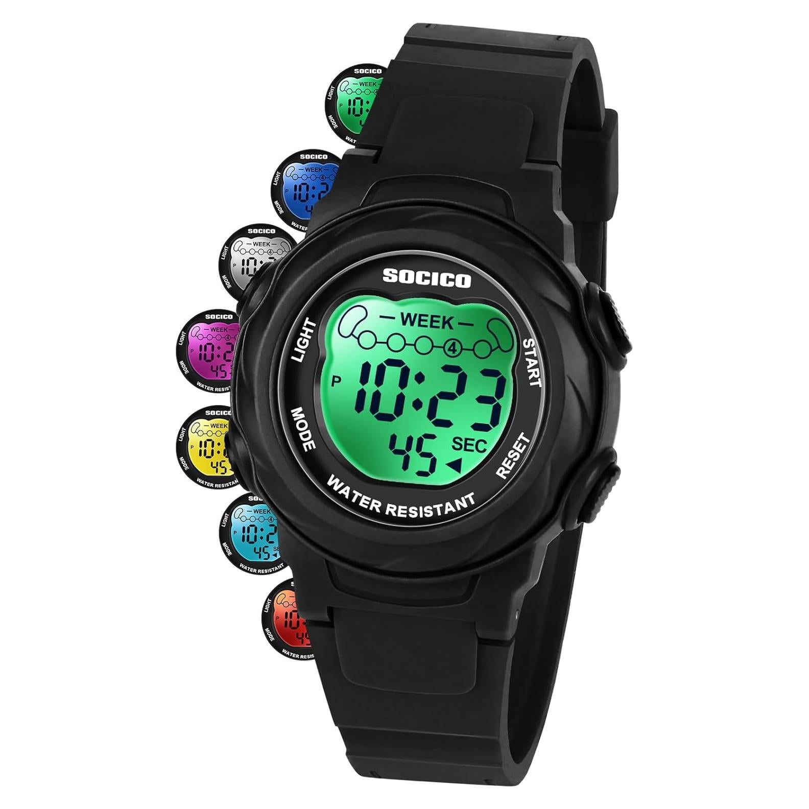 Reloj Digital Impermeable SOCICO para Niños 5ATM con Luces