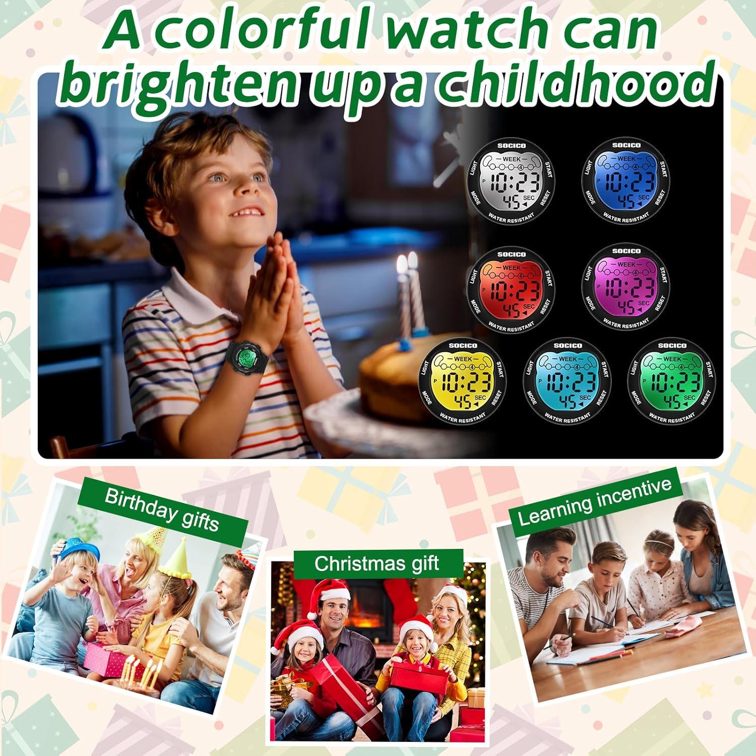 Reloj Digital Impermeable SOCICO para Niños 5ATM con Luces