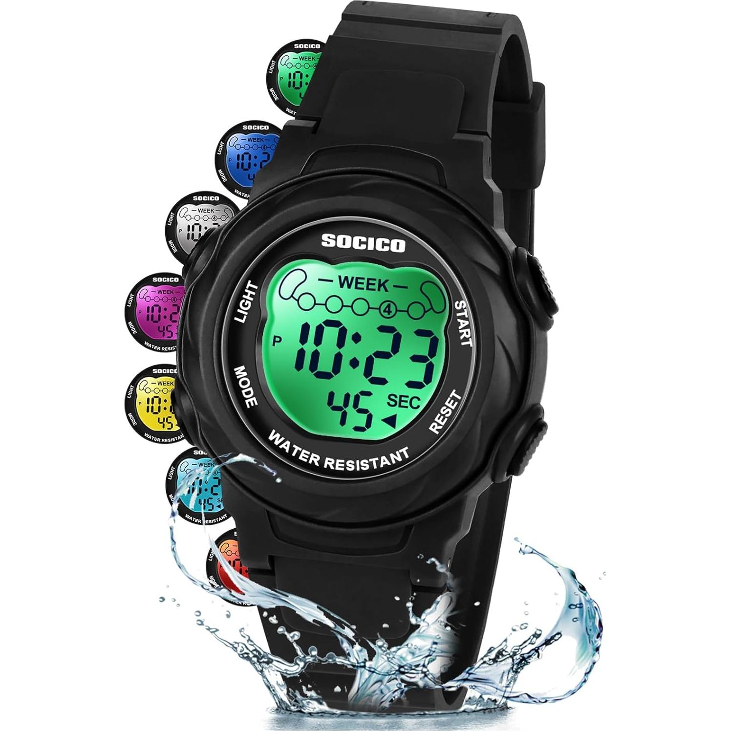 Reloj Digital Impermeable SOCICO para Niños 5ATM con Luces